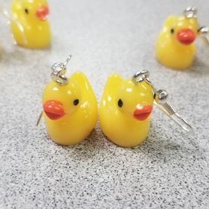 Rubber Duck Earrings, Keychain, or Necklace - Handmade - New